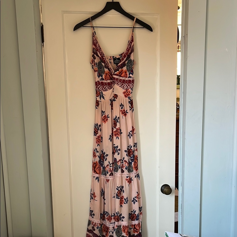 Floral Maxi Dress in Pink and Blue